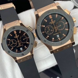 ساعت مچی ست هابلوت كرنوگراف رزگلد دور مشکی صفحه مشکی Hublot