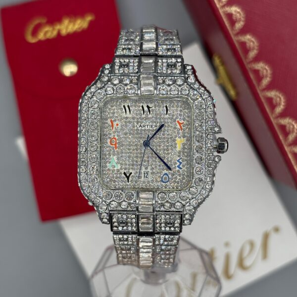 ساعت مردانه كارتيه سانتوز فول نگين عدد فارسی Cartier Santos - Image 3