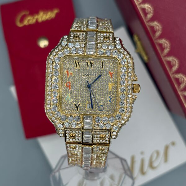 ساعت مردانه كارتيه سانتوز فول نگين عدد فارسی Cartier Santos - Image 2