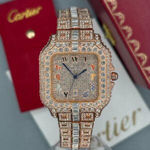 ساعت مردانه كارتيه سانتوز فول نگين عدد فارسی Cartier Santos