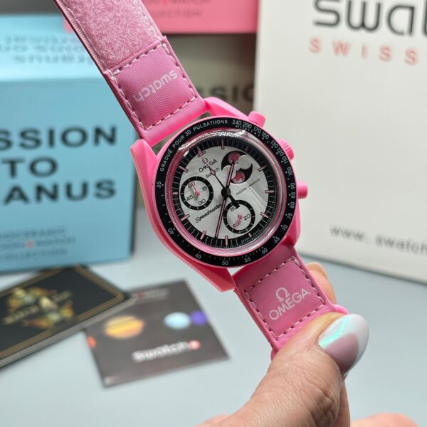 ساعت امگا سواچ ماموريت ماه صورتی -MoonSwatch Mission to the Pink Moonphase