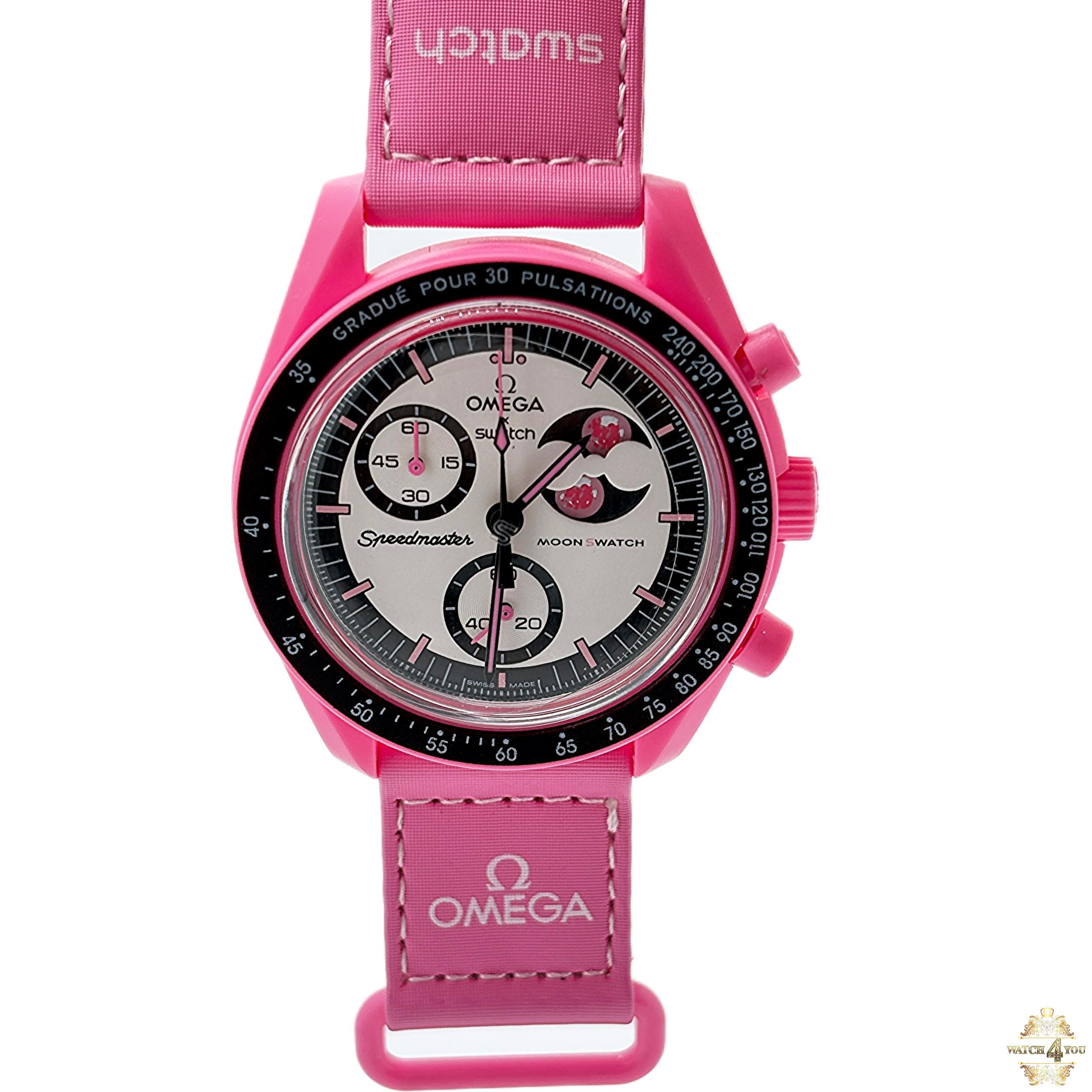 ساعت امگا سواچ ماموريت ماه صورتی -MoonSwatch Mission to the Pink Moonphase