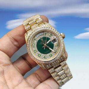 ساعت مردانه اتوماتیک فول نگین رولکس دی دیت Rolex