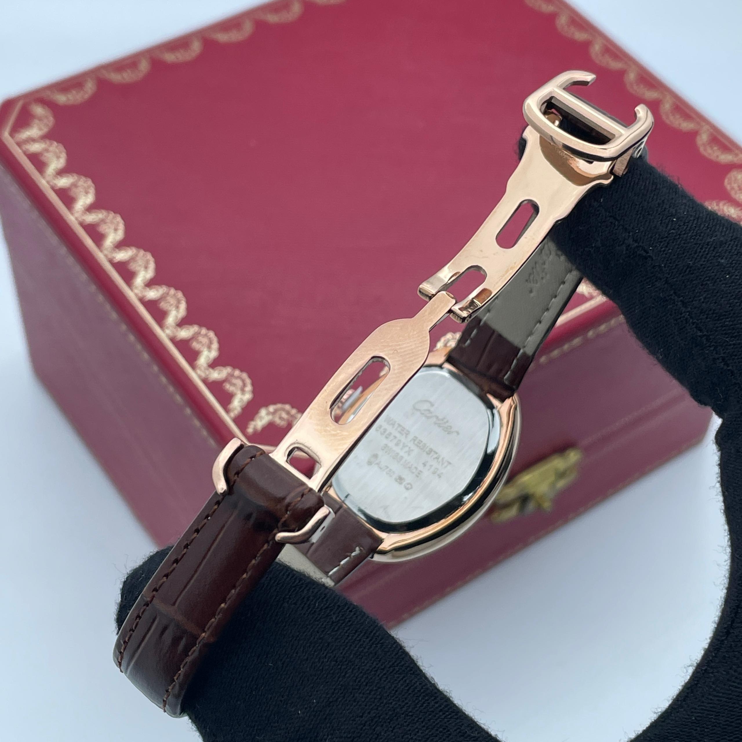 ساعت مچی زنانه رزگلد صفحه سفید کارتیه بایگنور Cartier Baignoire - Image 2