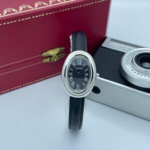 ساعت مچی زنانه سیلور صفحه مشکی کارتیه بایگنور  Cartier Baignoire