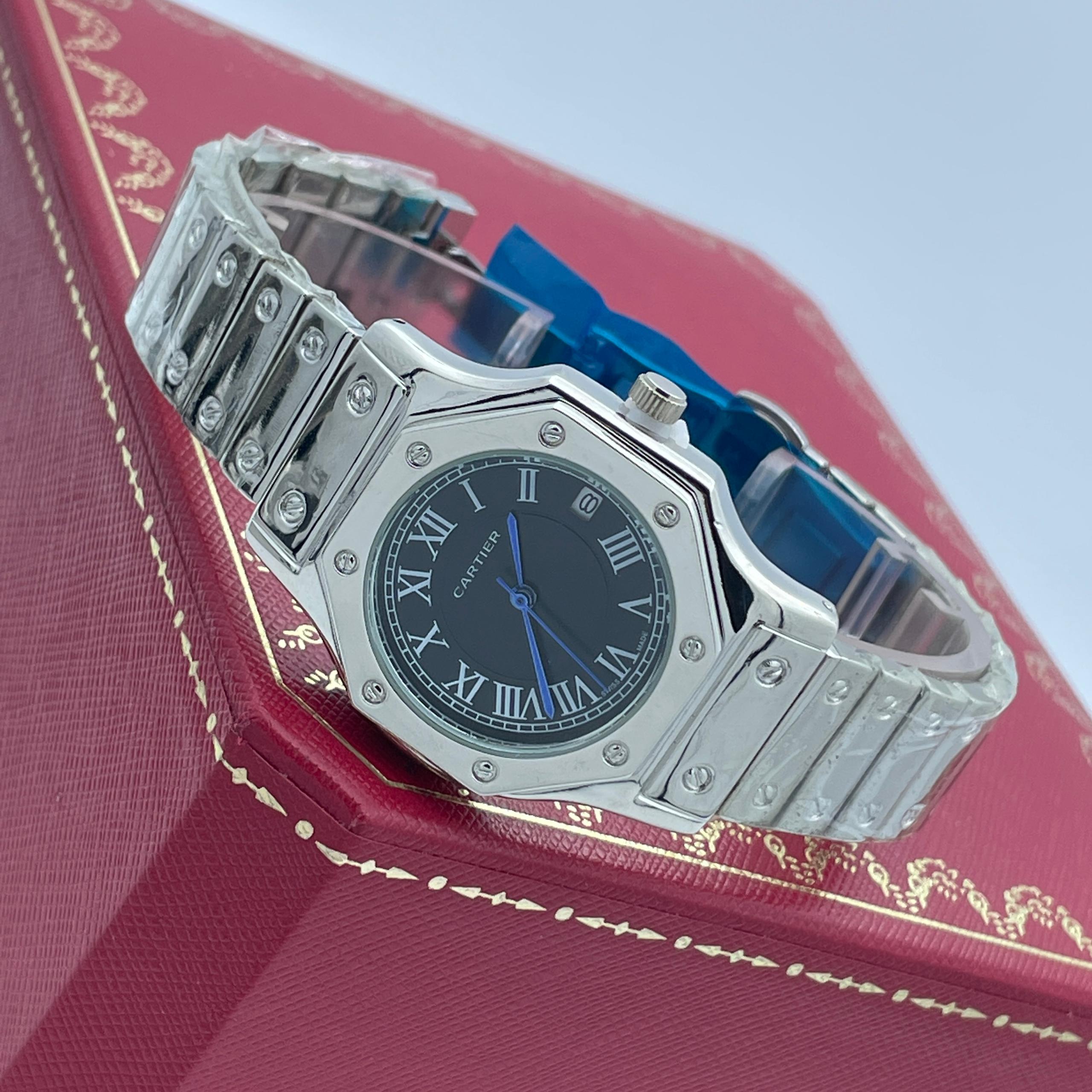 ساعت مچی زنانه کارتیه سیلور صفحه مشکی cartier - Image 2