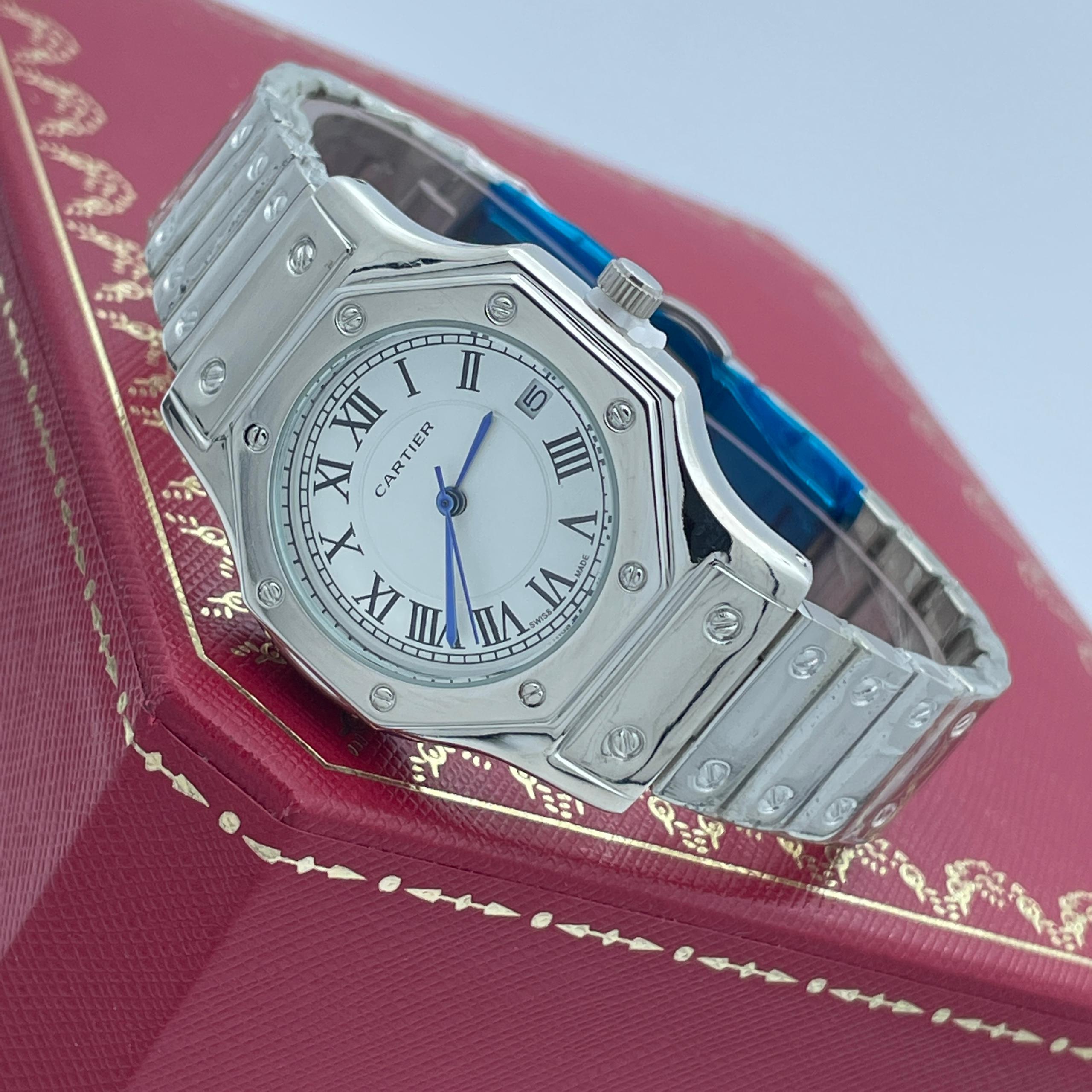 ساعت مچی زنانه کارتیه سیلور صفحه سفید cartier