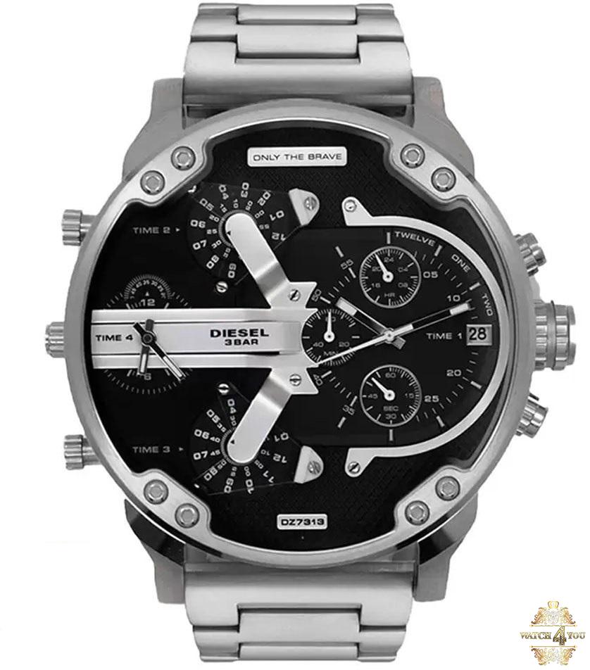 ساعت مردانه دیزل هفت موتوره سیلور صفحه مشکیDIESEL