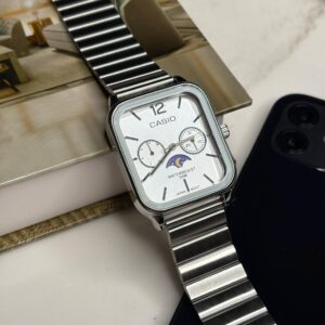 ساعت مچی مردانه کاسیو سیلور صفحه سفید Casio MTP-M305D-1A2 Moonphase