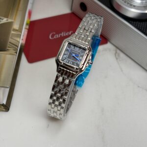 ساعت زنانه کارتیه پنتر سایز 22 میلیمتری سیلور صفحه مشکی Cartier Panthere