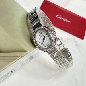 ساعت مچی زنانه کارتیه بایگنور سیلور صفحه سفید  Cartier Baignoire