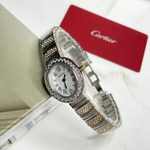 ساعت مچی زنانه کارتیه بایگنور سیلور طلایی صفحه سفید  Cartier Baignoire