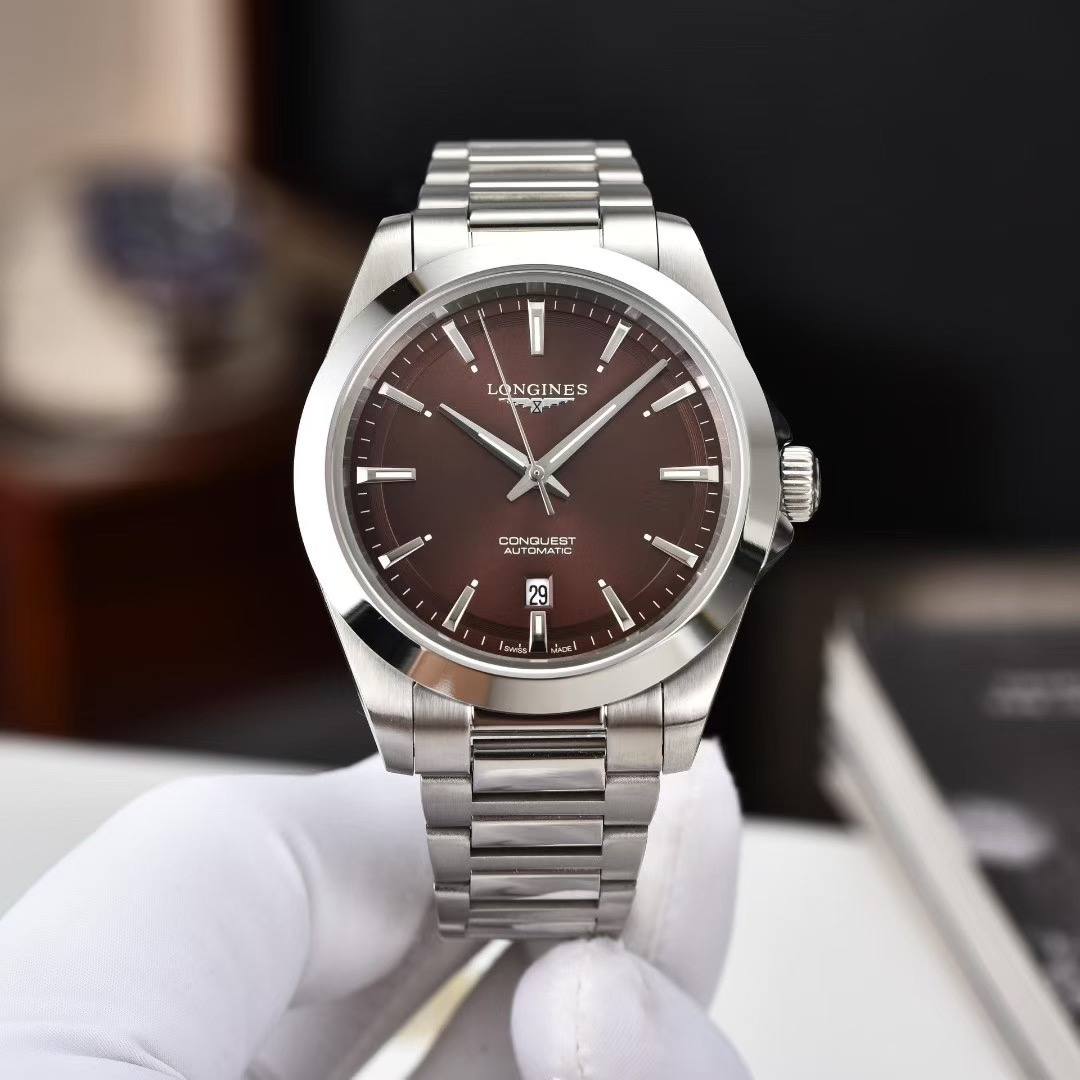 ساعت مچی لونژین کانکوئست صفحه قهو ه ای Longines Conquest