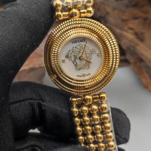 ساعت مچی زنانه صفحه چرخشی طلایی صفحه سفید ورساچه Versace