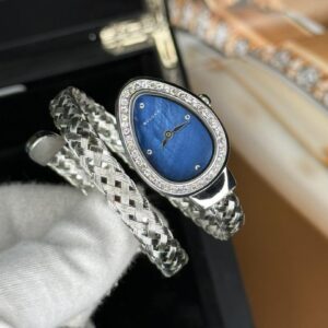 ساعت مچی دور نگین زنانه سیلور طرح مار بولگاری Bvlgari