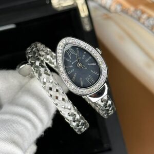 ساعت مچی دور نگین زنانه سیلور طرح مار بولگاری Bvlgari