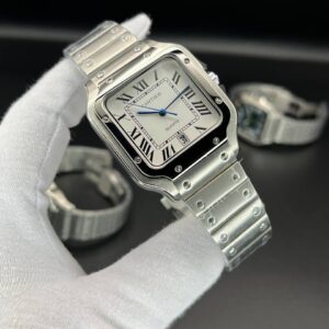 ساعت مردانه کوارتز کارتیه سانتوس سیلور صفحه سفید Cartier
