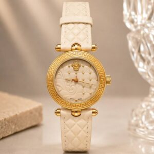 ساعت مچی زنانه ورساچه طلایی صفحه کرم Versace