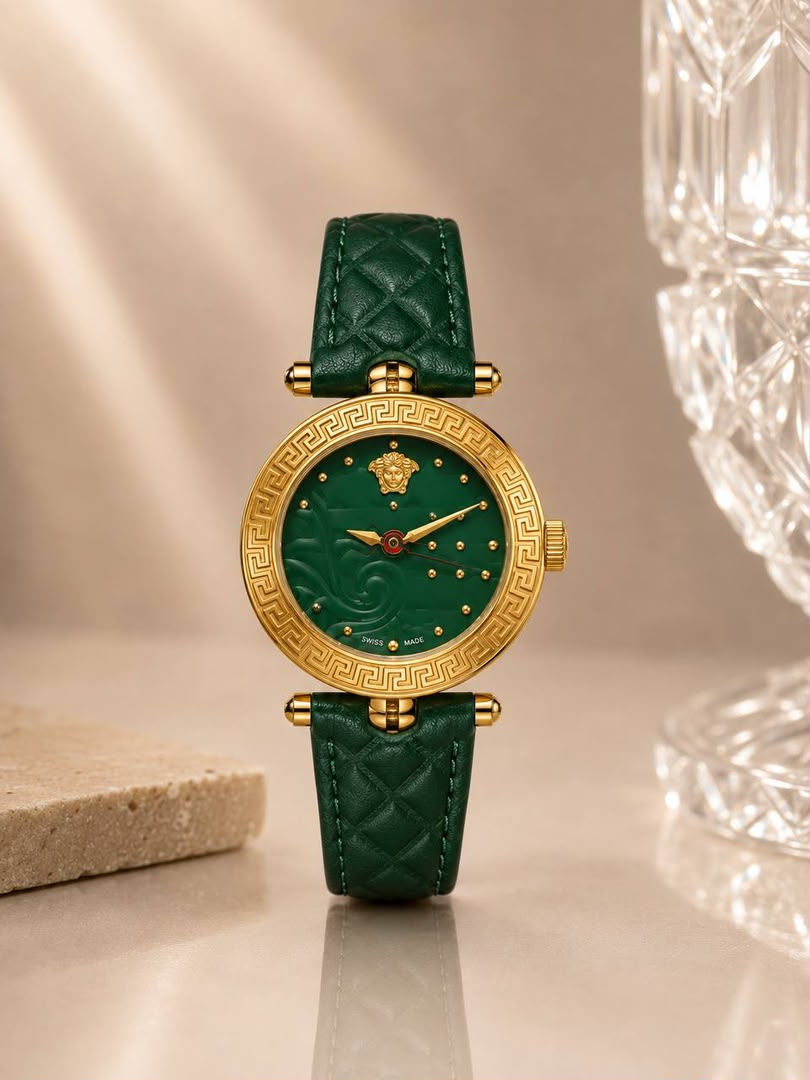 ساعت مچی زنانه ورساچه طلایی صفحه سبز Versace
