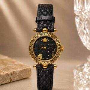 ساعت مچی زنانه ورساچه طلایی صفحه مشکی Versace