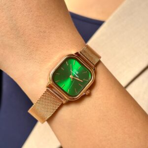 ساعت زنانه دنيل ولينگتون طلایی صفحه سبز Daniel Wellington quadro