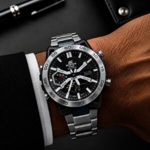 ساعت مردانه كاسيو اديفايس سیلور صفحه مشکی Casio Edifice