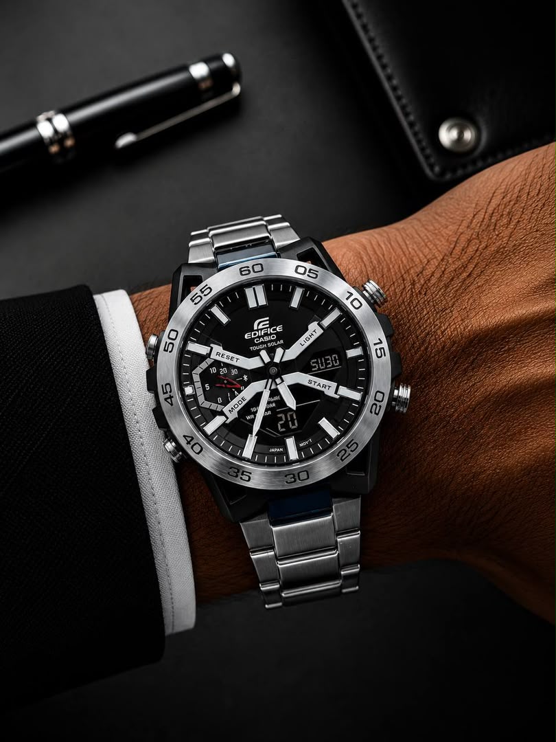 ساعت مردانه كاسيو اديفايس سیلور صفحه مشکی Casio Edifice