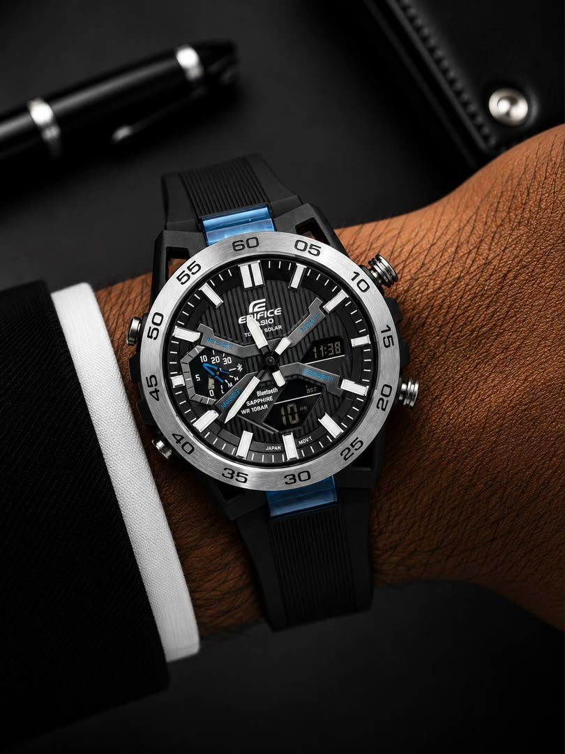 ساعت مردانه كاسيو اديفايس سیلور صفحه مشکی Casio Edifice