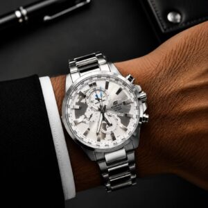 ساعت مردانه كاسيو اديفايس سیلور صفحه سفید  Casio Edifice 303D