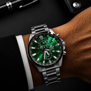 ساعت مردانه كاسيو اديفايس سیلور صفحه سبز Casio Edifice 303D