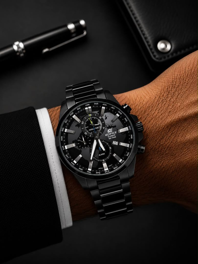 ساعت مردانه كاسيو اديفايس مشکی صفحه مشکی Casio Edifice 303D