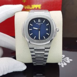 ساعت مردانه کوارتز پتک فیلیپ ناتیلوس سیلور صفحه سورمه ای Patek Philippe