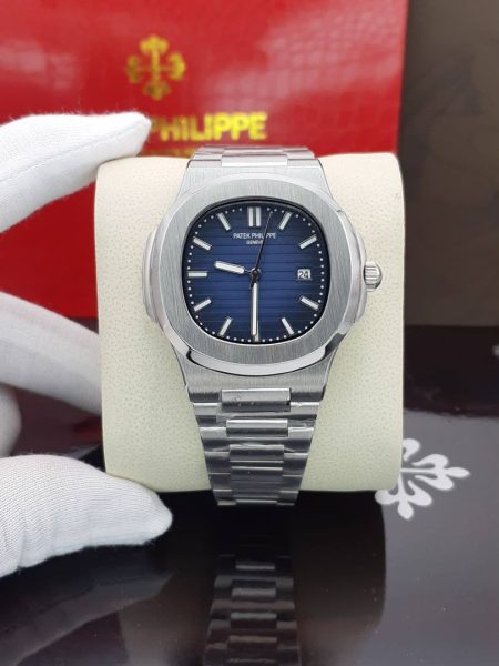 ساعت مردانه کوارتز پتک فیلیپ ناتیلوس سیلور صفحه سورمه ای Patek Philippe