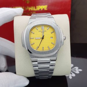 ساعت مردانه کوارتز پتک فیلیپ ناتیلوس سیلور صفحه زرد Patek Philippe