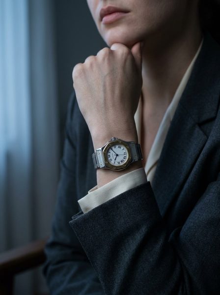 ساعت مچی زنانه کارتیه دور طلایی صفحه سفید cartier