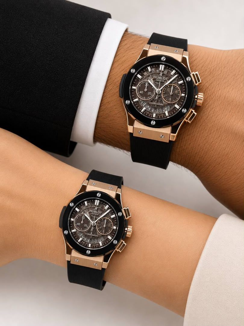 ساعت مچی ست هابلو کرنوگراف رزگلد Hublot