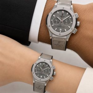 ساعت مچی ست هابلوت کرنوگراف سیلور صفحه طوسی Hublot