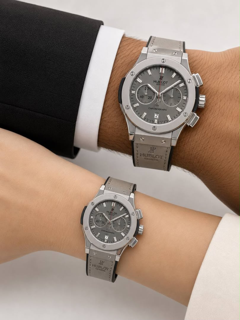 ساعت مچی ست هابلوت کرنوگراف سیلور صفحه طوسی Hublot