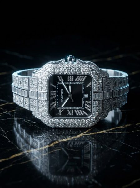 ساعت مردانه فول نگین کوارتز کارتیه سانتوس Cartier
