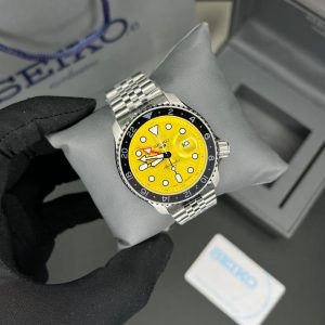 ساعت مردانه سیکو 5 جی ام تی اتوماتیک صفحه زرد 021647 SEIKO 5 GMT