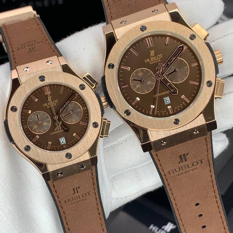 ساعت مچی ست هابلوت كرنوگراف رزگلد صفحه قهوه ای Hublot