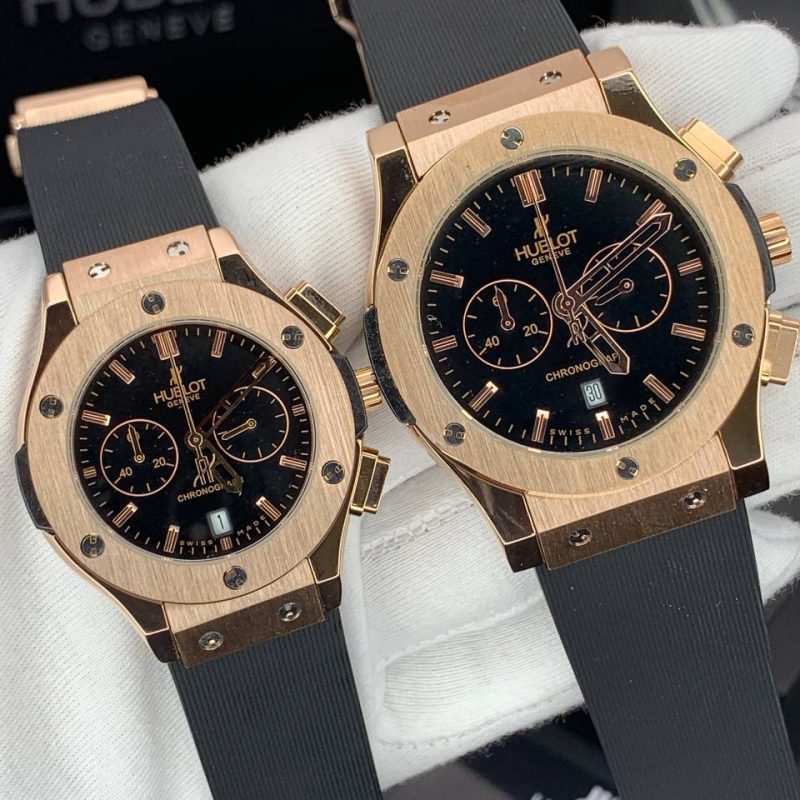 ساعت ست هابلوت كرنوگراف رزگلد صفحه مشکی Hublot