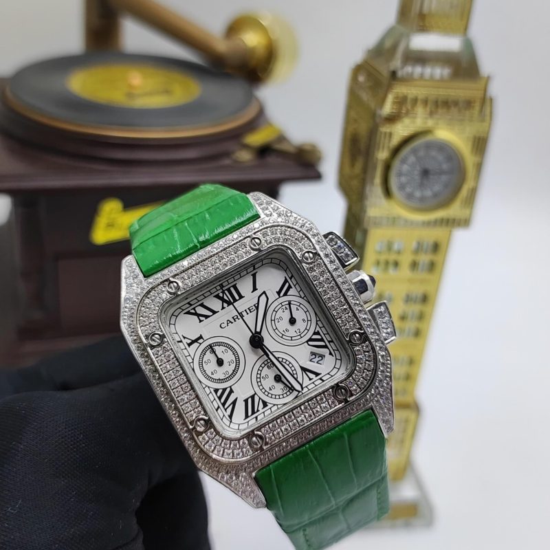 ساعت زنانه کارتیه سانتوس کرنوگراف فول نگین Cartier