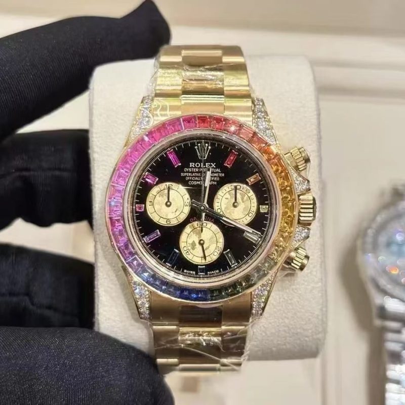 ساعت سفارشی رولکس دیتونا موتور سوییس رنگین کمانی Rolex