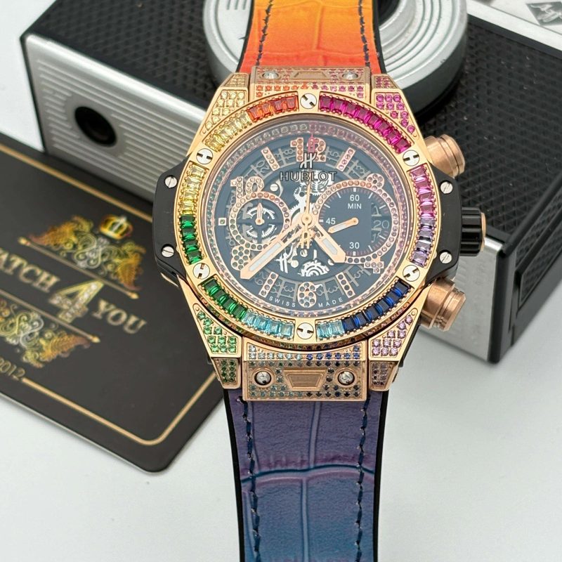 ساعت مردانه هابلوت نگین دار Hublot Big Bang Unico Rainbow