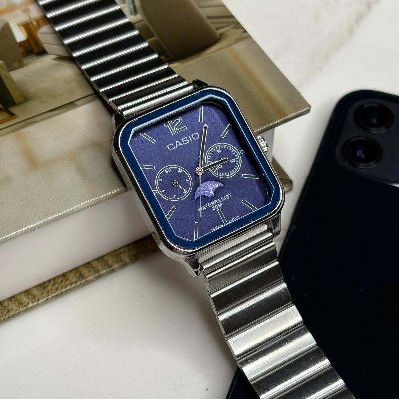 ساعت مچی مردانه کاسیو سیلور صفحه آبی Casio MTP-M305D-1A2 Moonphase