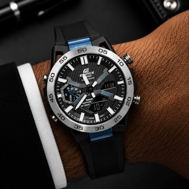 ساعت مردانه كاسيو اديفايس سیلور صفحه مشکی Casio Edifice
