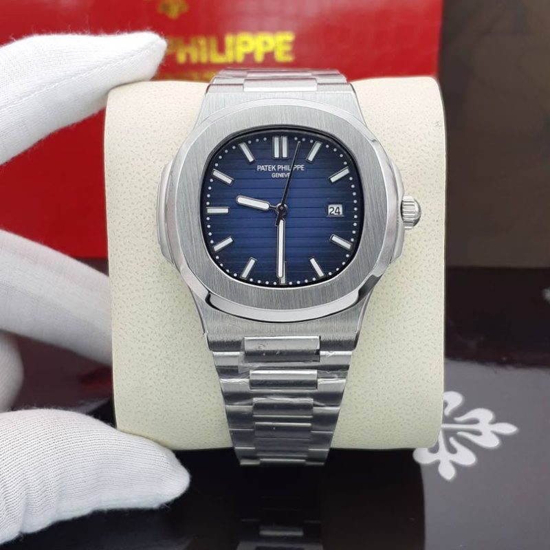 ساعت مردانه کوارتز پتک فیلیپ ناتیلوس سیلور صفحه سورمه ای Patek Philippe