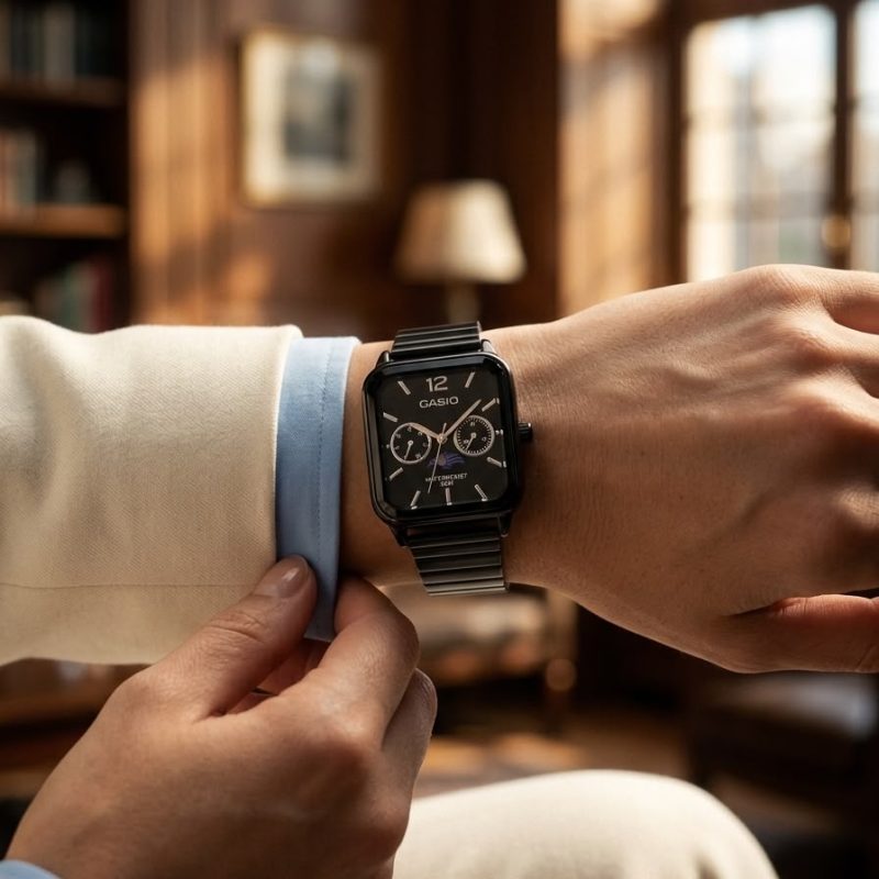 ساعت مچی مردانه کاسیو مشکی صفحه مشکی Casio MTP-M305D-1A2 Moonphase