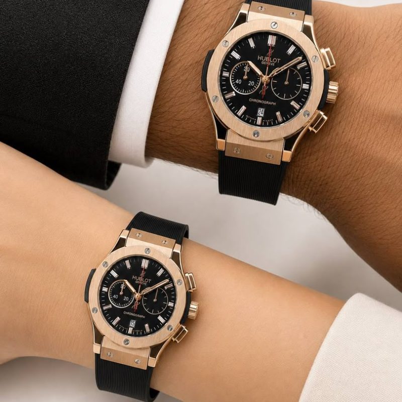 ساعت ست هابلوت كرنوگراف رزگلد صفحه مشکی Hublot